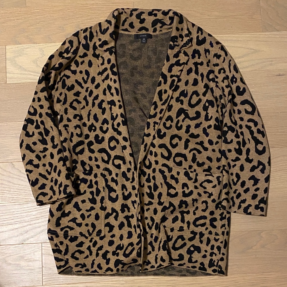 J. Crew Tan and Black Leopard Blazer